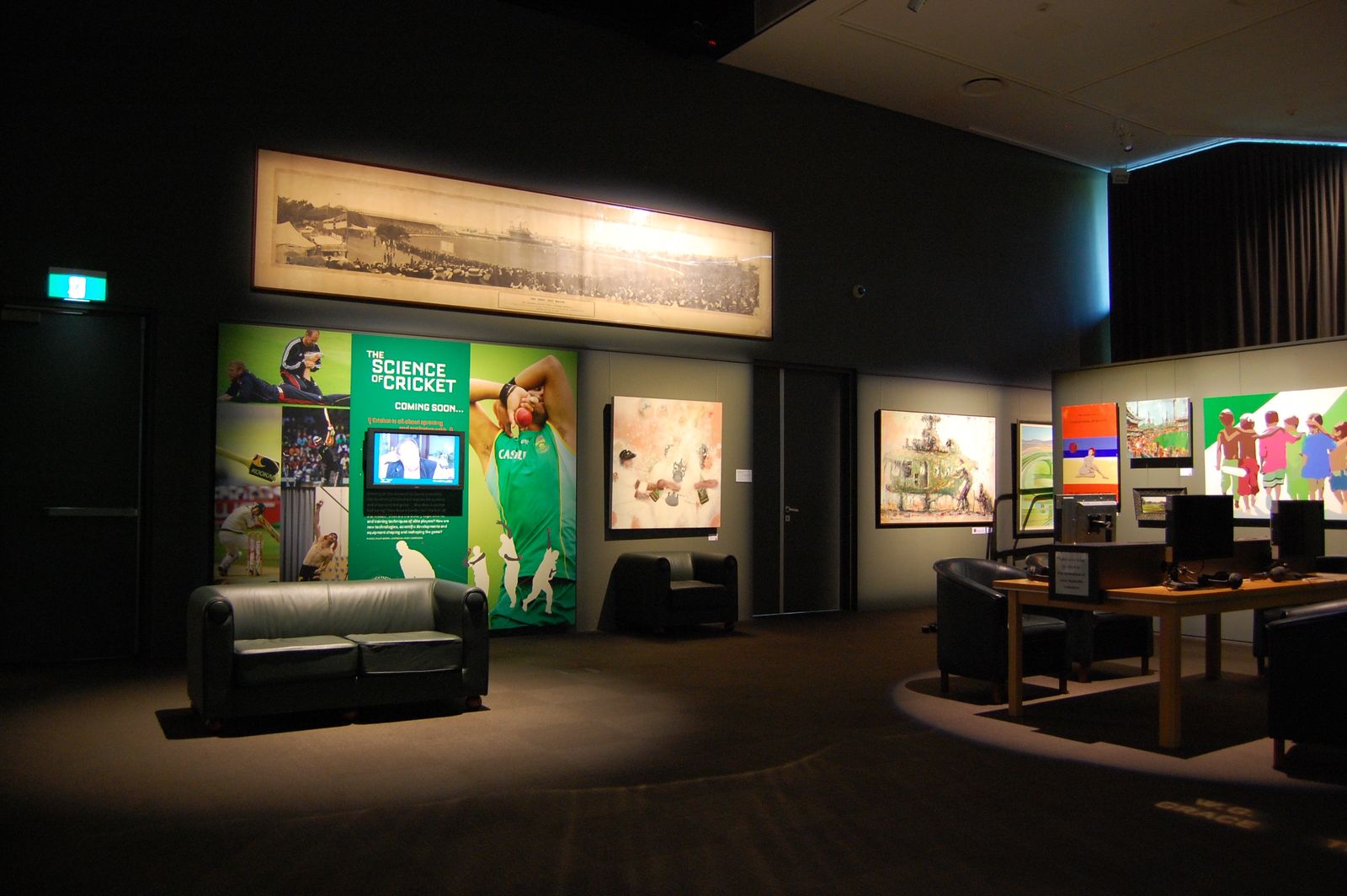 International Cricket Hall of Fame — gallery entrance and display cases at Bradman Museum